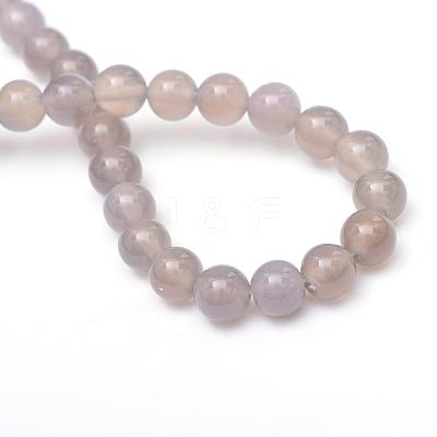 Round Natural Grey Agate Bead Strands G-R345-8mm-07-1