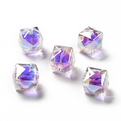 Two Tone UV Plating Rainbow Iridescent Acrylic Beads LS-TACR-D010-02G-1