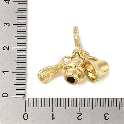 Rack Plating Brass Micro Pave Clear Cubic Zirconia European Dangle Charms KK-P272-12G-1