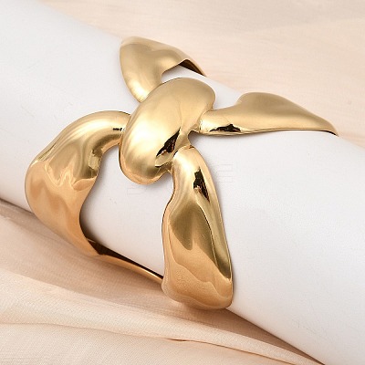 304 Stainless Steel Open Cuff Bangles for Women BJEW-K264-03G-1