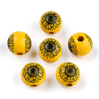 Spray Painted Wood Beads WOOD-N015-01-13-1