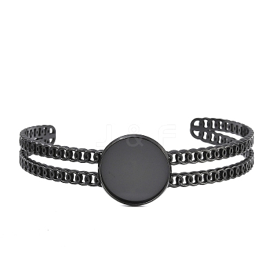 304 Stainless Steel Blank Cuff Bangle Bases with Flat Round Tray SA-CBA82C8-05B-EB-1