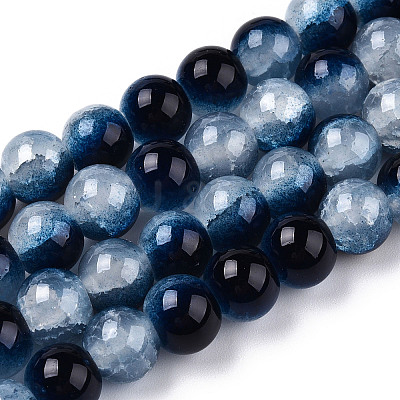 Crackle Baking Paint Imitation Jade Glass Beads Strands X1-DGLA-T003-8mm-15-1