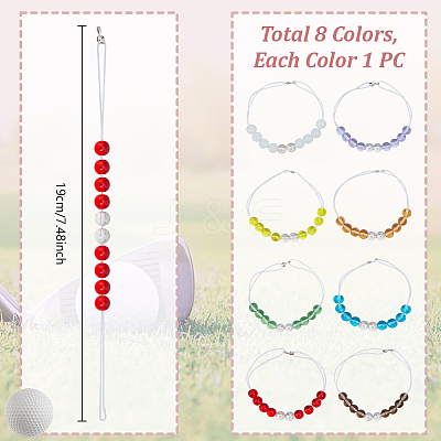 8Pcs Elastic Cords and Glass Golf Beads Count Stroke Score Counter HJEW-DR00089-1