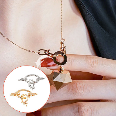 2Pcs 2 Colors Brass Rhinestone Fold Over Clasps KK-DR0001-14-1