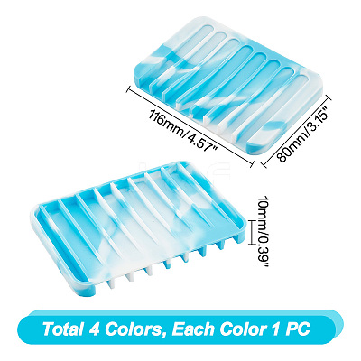4Pcs 4 Colors Marble Pattern Silicone Soap Dishes AJEW-GA0005-74-1