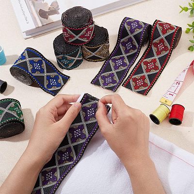 12.25M 7 Colors Ethnic Style Polyester Ribbons OCOR-FG0001-23-1