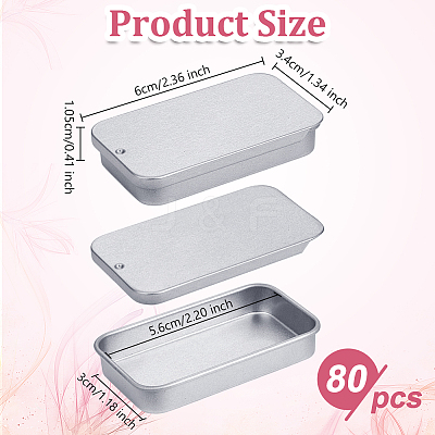 80Pcs Slide Top Tinplate Trinket Storage Boxes CON-WA0001-03-1
