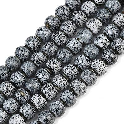Handmade Fancy Antique Glazed Porcelain Ceramic Round Beads Strands PORC-L019-8mm-04-1