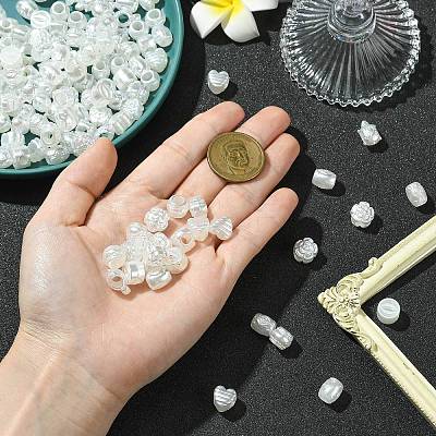 300Pcs 6 Styles Plastic Imitation Pearl Beads OACR-CJ0002-46-1