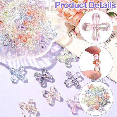 50Pcs UV Plating Transparent Acrylic Beads MACR-CJ0002-21-1
