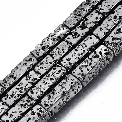 Electroplated Natural Lava Rock Beads Strands G-T114-63-1