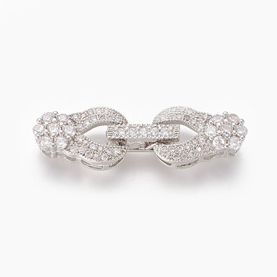 Brass Micro Pave Cubic Zirconia Fold Over Clasps KK-P164-19P-1