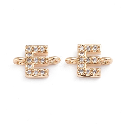 Brass Micro Pave Cubic Zirconia Letter Links X-ZIRC-I042-16G-E-1