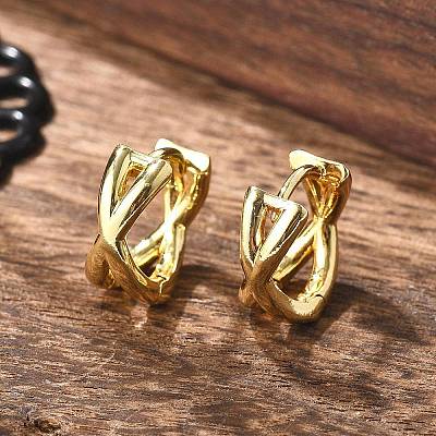 Rack Plating Brass Criss Cross Hoop Earrings for Women X-EJEW-B014-15G-1
