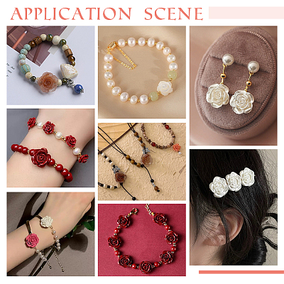 64Pcs 8 Colors Synthetic Coral 3D Flower Rose Beads CORA-GA0001-02-1