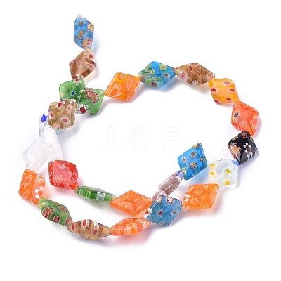 Rhombus Handmade Millefiori Glass Beads LK-R004-48-1