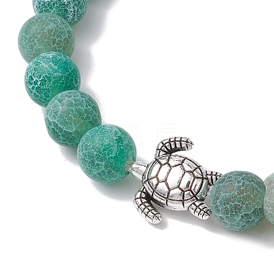 Dyed Natural Weathered Agate Round Beads Stretch Bracelets BJEW-JB11080-1