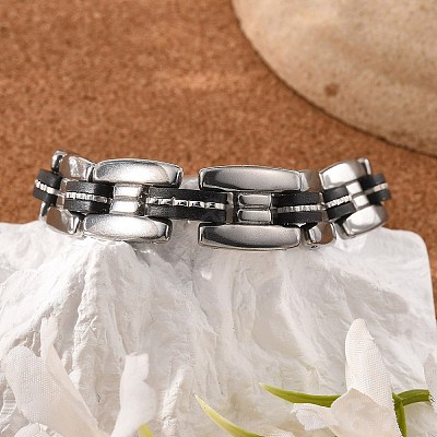 Great Valentines Day Gifts for Boyfriend 304 Stainless Steel Silicone Bracelets BJEW-I129-B-1