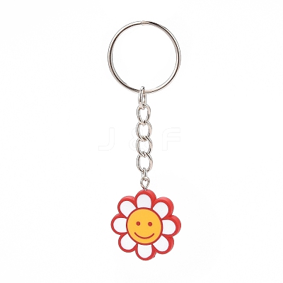 Flower Acrylic Pendant Keychain KEYC-JKC00428-02-1