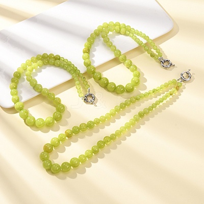 Dyed Round Natural Green Jade Graduated Beaded Necklaces GG-CBAA808-05P-F-1