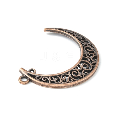 Tibetan Style Alloy Hollow Moon  2-Loop Link Pendants TIBEP-5312-R-FF-1