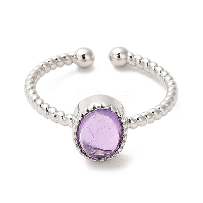 Natural Amethyst Open Cuff Ring RJEW-M166-04P-C-1