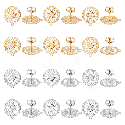 24Pcs 2 Colors 304 Stainless Steel Stud Earring Findings STAS-UN0040-82-1