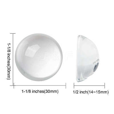 Transparent Half Round Glass Cabochons GGLA-R027-30mm-1