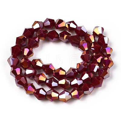 Opaque Solid Color Electroplate Glass Beads Strands EGLA-A039-P6mm-B22-1
