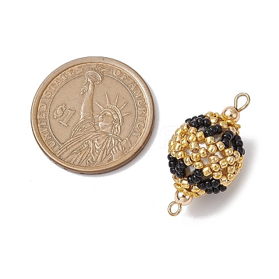 Seed Beads Loom Round Connector Charms PALLOY-MZ00375-1
