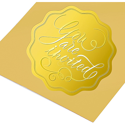 Plastic Self Adhesive Gold Foil Embossed Stickers DIY-WH0211-184-1