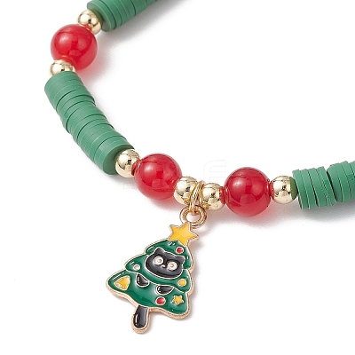 4Pcs Christmas Theme Handmade Polymer Clay Beads Stretch Bracelet Sets for Women BJEW-JB12113-1