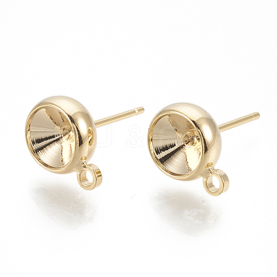 Brass Stud Earring Settings X-KK-Q750-070D-G-1