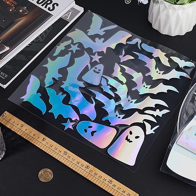 3 Sheets 3 Styles Halloween Laser PVC Waterproof Car Stickers DIY-GF0007-24-1