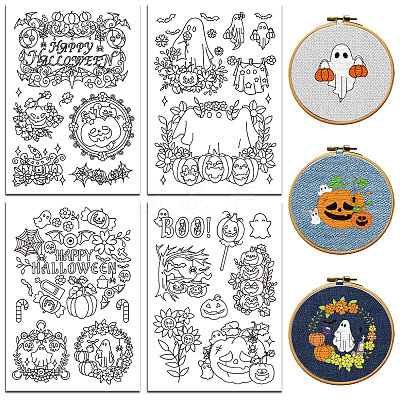 4 Sheets 11.6x8.2 Inch Stick and Stitch Embroidery Patterns DIY-WH0455-224-1