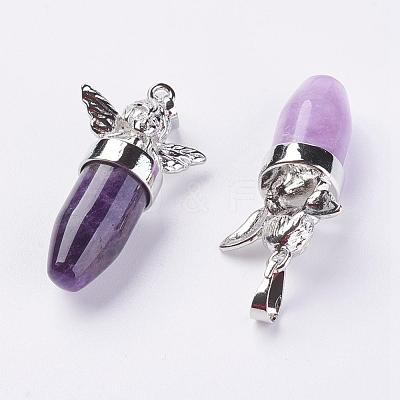 Natural Amethyst Pendants G-E397-10P-1