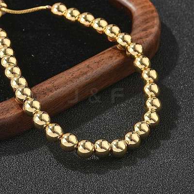 Rack Plating Brass Round Beaded Slider Bracelet for Women BJEW-B066-01A-01-1