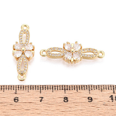 Brass Pave Clear Cubic Zirconia Links/Connector Charms KK-T077-66G-1
