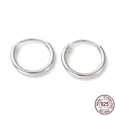 Rhodium Plated 925 Sterling Silver Huggie Hoop Earrings EJEW-K258-02A-P-1