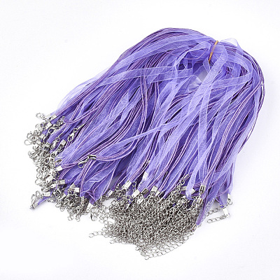 Waxed Cord and Organza Ribbon Necklace Making NCOR-T002-172-1