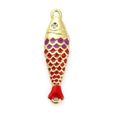 Brass Enamel Fish Connector Charms KK-H527-11G-03-1