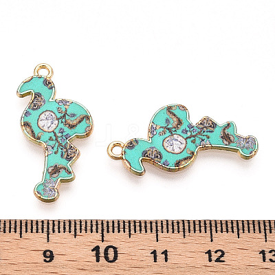 Printed Light Gold Tone Alloy Pendants ENAM-N056-210I-1