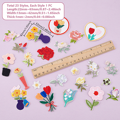 2Sets 2 Styles Flower Computerized Embroidery Cloth Iron on/Sew on Patches DIY-GA0007-58-1