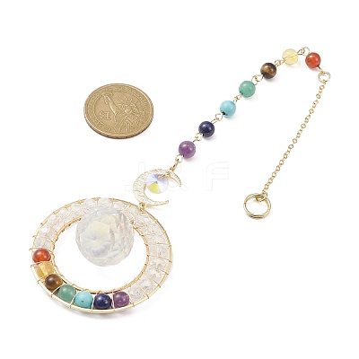Glass Teardrop Pendant Decorations HJEW-TA00035-1