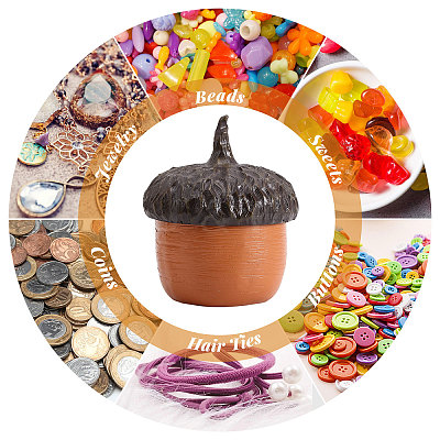 Resin Acorn Shape Storage Jar Sculpture DJEW-WH0001-37-1