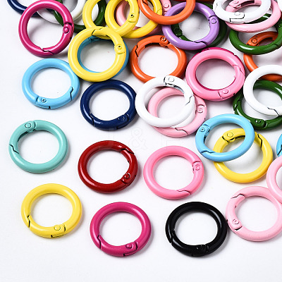 Spray Painted Eco-Friendly Alloy Spring Gate Rings X-PALLOY-T080-01-NR-1