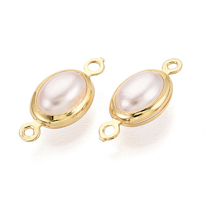Brass ABS Imitation Pearl Connector Charms KK-N286-02B-G-1