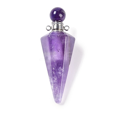 Natural Amethyst Faceted Cone Openable Perfume Bottle Big Pendants G-L524-18P-10-1