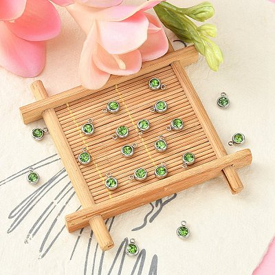 20Pcs 201 Stainless Steel Rhinestone Charms STAS-YW0002-02C-1